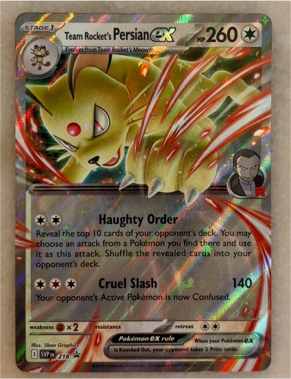 2025 Pokémon Team Rocket's Persian ex #218 Black Star Promo — front