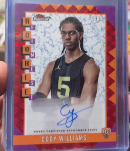 2024-25 Topps Finest #RFA-CW Cody Williams Rookie Finest Auto — front