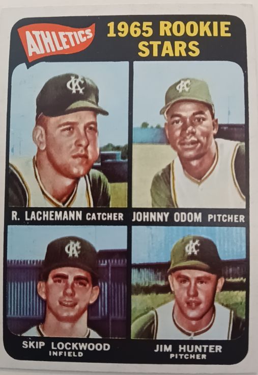 1965 Topps #526 Athletics Rookie Stars Rene Lachemann Johnny Odom Skip Lockwood Jim Hunter — front