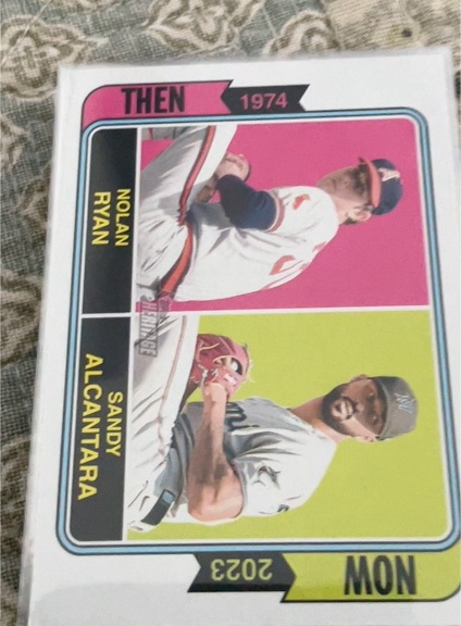 2023 Topps Heritage Then and Now #TAN-9 Nolan Ryan / Sandy Alcantara — front