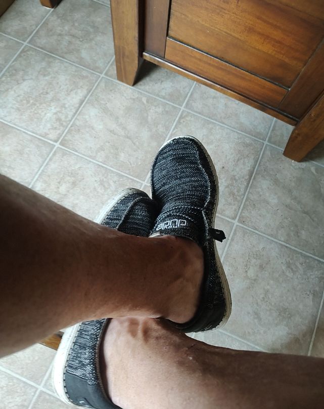 Dude Black and White Slip-On Shoes — front