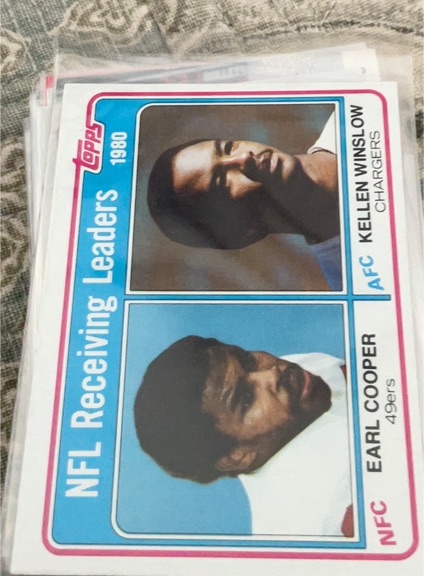 1981 Topps #2 1980 Receiving Leaders Earl Cooper / Kellen Winslow — front