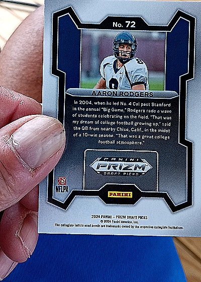 2024 Panini Prizm Draft Picks #72 Aaron Rodgers — back