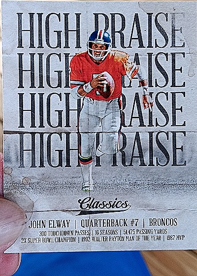 2018 Panini Classics High Praise #11 John Elway — front