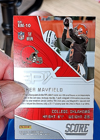2019 Panini Score Epix Moment #EM-10 Baker Mayfield — back