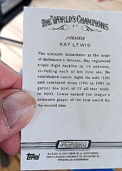 2023 Topps Composite Allen & Ginter #417 Ray Lewis — back