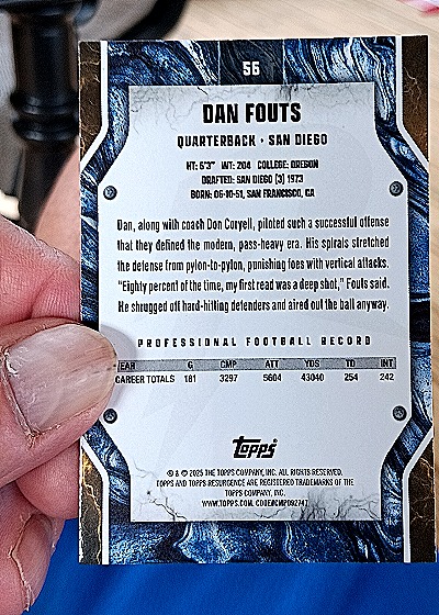 2025 Topps Resurgence #56 Dan Fouts — back