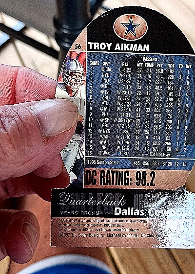 1997 Score Board Pro Line III DC #56 Troy Aikman — back