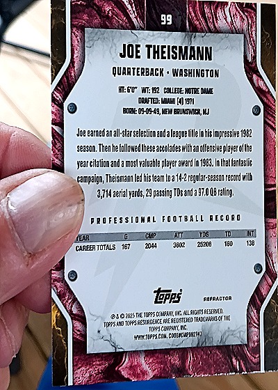 2024 Topps Resurgence #99 Joe Theismann — back