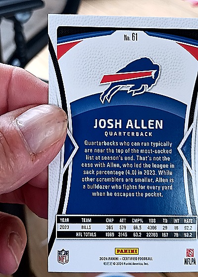 2024 Panini Certified Football #61 Josh Allen — back