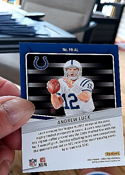 2024 Panini Prestige For the Record #FR-AL Andrew Luck — back