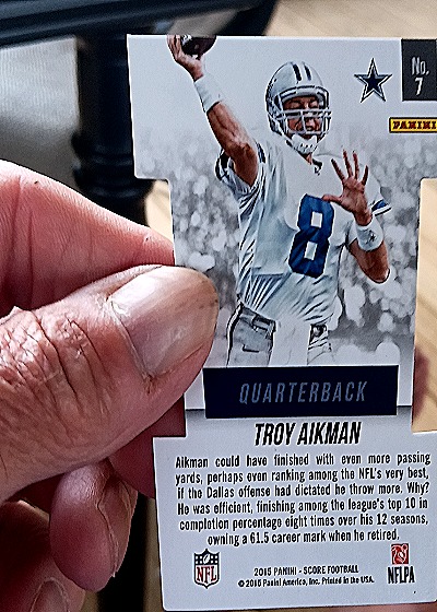 2015 Panini Score #7 Troy Aikman Precision Passers Die Cut — back