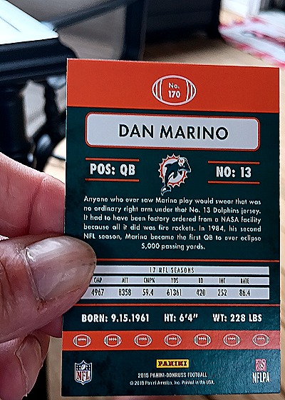 2015 Donruss #170 Dan Marino — back
