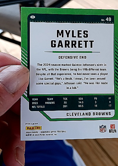 2024 Panini Donruss Optic #49 Myles Garrett — back