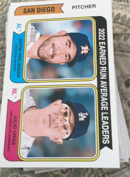 2023 Topps Heritage #206 Justin Verlander / Julio Urías ERA Leaders — front
