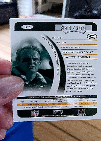 2004 Playoff Prime Signatures #39 Paul Hornung — back