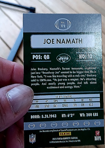 2015 Donruss #172 Joe Namath — back