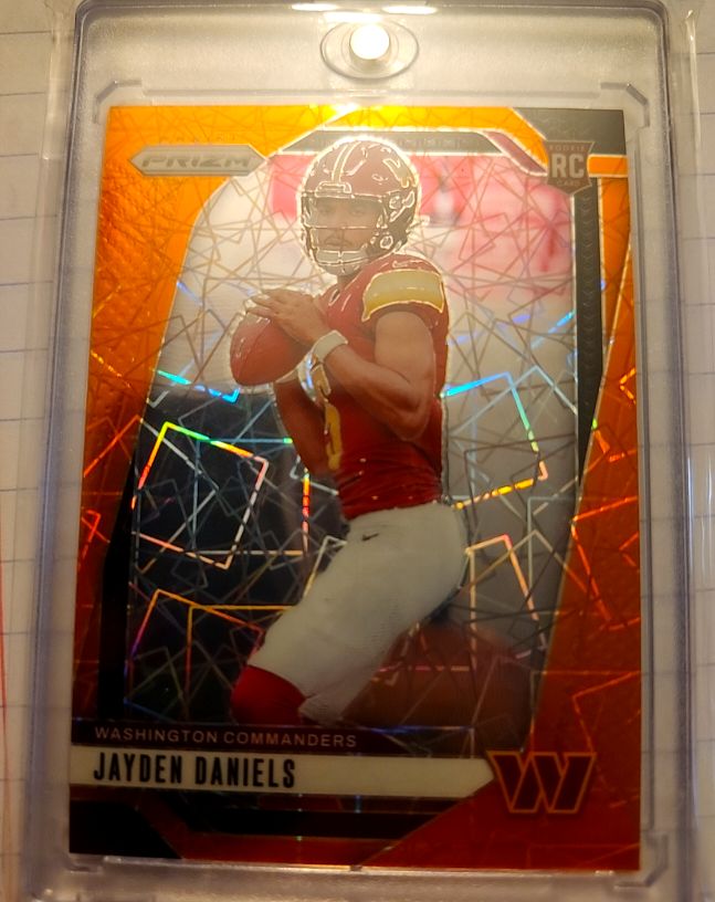 2024 Panini Prizm Orange Lazer SP Rookie #347 Jayden Daniels — front