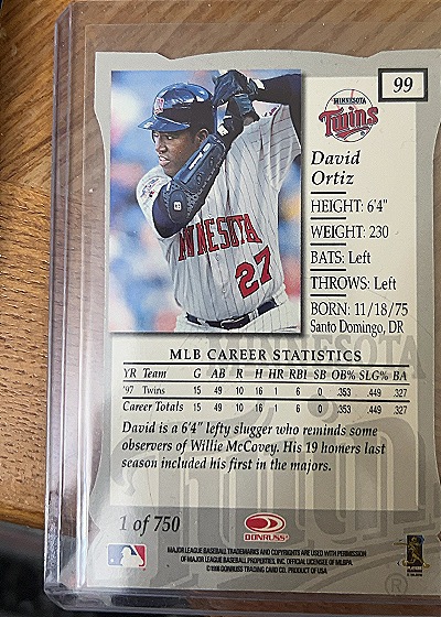 1998 Donruss Elite #99 David Ortiz — back