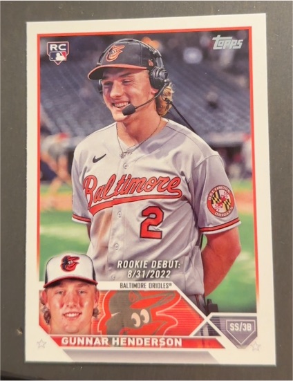 2023 Topps Update #US18 Gunnar Henderson Rookie Debut Baltimore Orioles — front