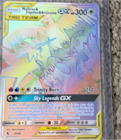 2019 Pokemon Hidden Fates #69 Moltres & Zapdos & Articuno GX — front