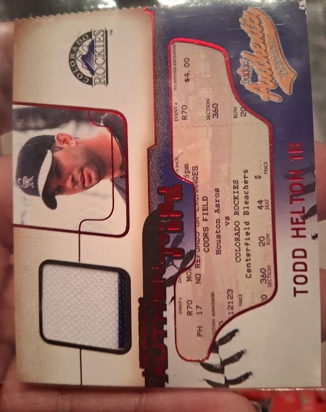2002 Fleer Authentix Jersey AuthenTIX #JA-TH Todd Helton — front