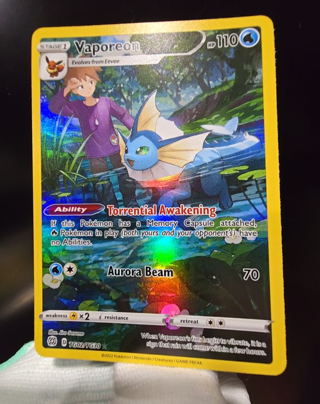 2022 Pokémon TCG Brilliant Stars #TG02/TG30 Vaporeon — front