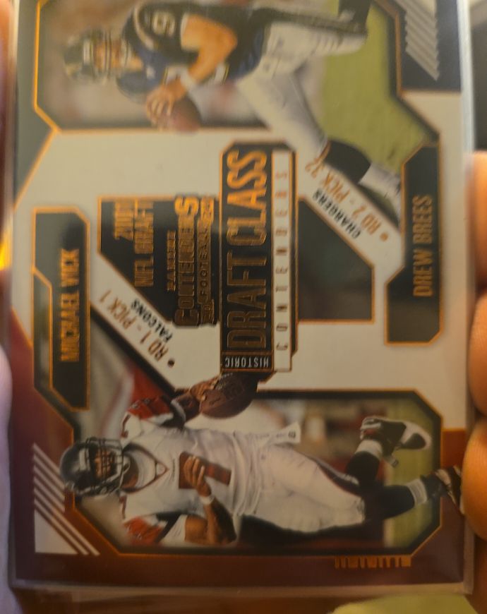 2024 Panini Contenders #19 Michael Vick / Drew Brees Historic Draft Class Contenders — front