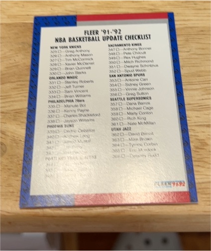 1991-92 Fleer Basketball #399 Checklist — front