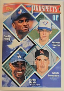 1994 Topps #237 OF Prospects (Curtis Pride / Shawn Green / Mark Sweeney / Eddie Davis) — front