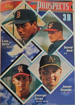 1994 Topps #369 3B Prospects Luis Ortiz / David Bell / Jason Giambi / George Arias — front