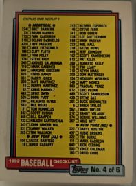 1992 Topps #264 Checklist 2 of 6 — front