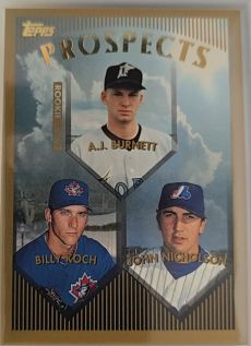 1999 Topps #437 A.J. Burnett / Billy Koch / John Nicholson — front