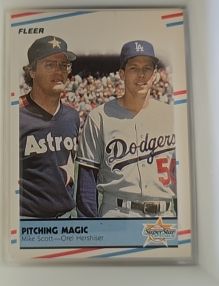 1988 Fleer #632 Mike Scott / Orel Hershiser Pitching Magic — front