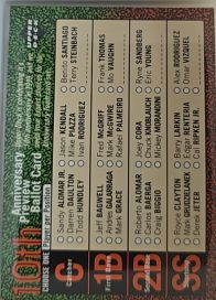 1998 Upper Deck 10th Anniversary Preview Ballot Card — front
