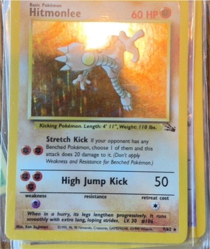 1999 Pokémon Fossil #7 Hitmonlee — front