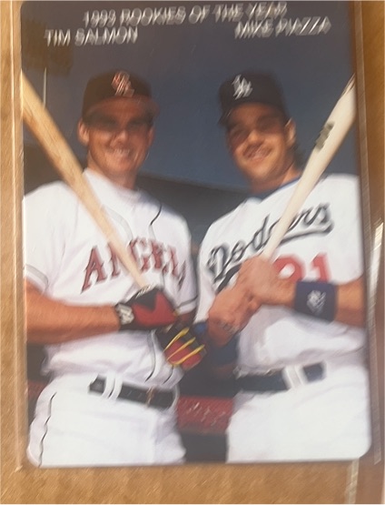 1993 Mother's Cookies #1 Tim Salmon Mike Piazza 1993 Rookies of the Year — front