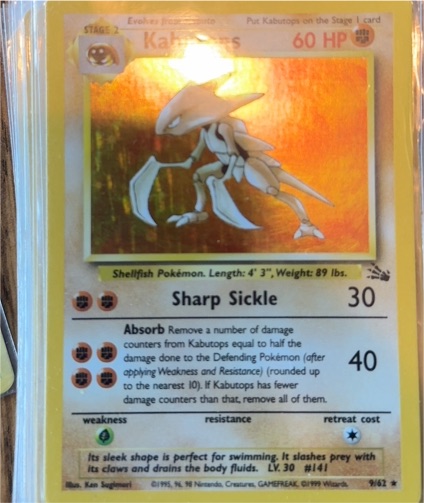 1999 Pokémon #9 Kabutops — front