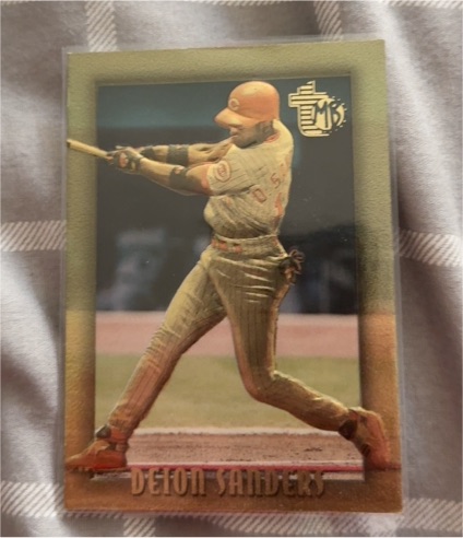 1995 Topps TMB Embossed Golden Idols #12 Deion Sanders — front