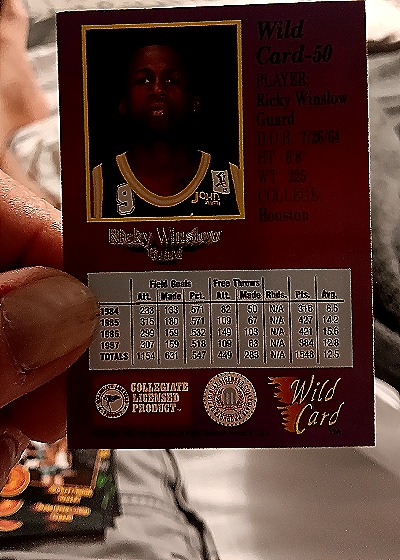 1991-92 Wild Card #50 Ricky Winslow — back