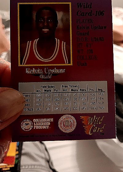 1991 Wild Card #106 Kelvin Upshaw — back