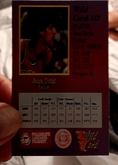 1992 Wild Card #112 Jose Ortiz — back
