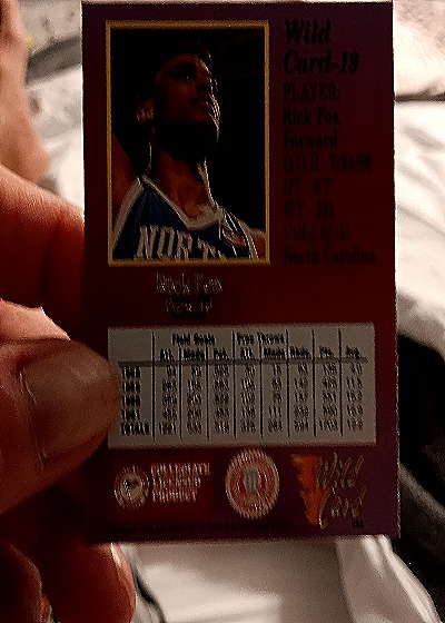 1992-93 Wild Card Rick Fox #19 — back