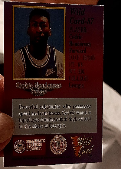 1992 Wild Card Collegiate #1 Cedric Henderson — back