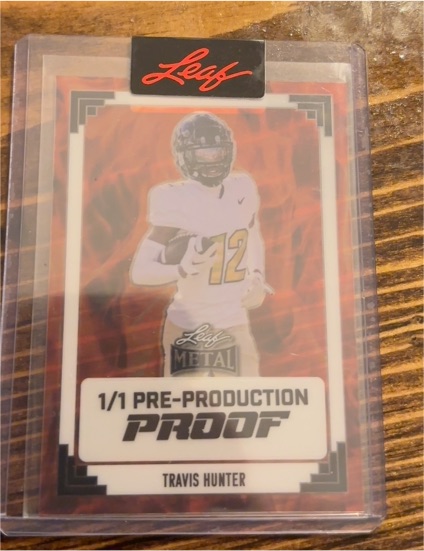 2024 Leaf Metal Pre-Production Proof 1/1 Travis Hunter — front