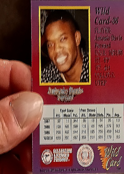 1991 Wild Card #36 Antonio Davis — back