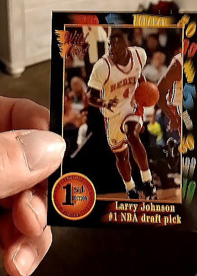 1991 Wild Card #1 Larry Johnson Rookie Card — front