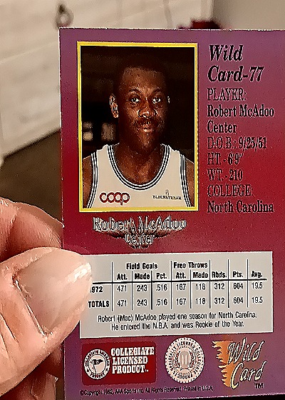 1992 Wild Card Collegiate 1st Edition #77 Robert McAdoo — back