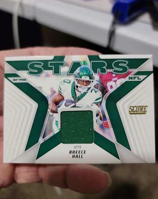 2025 Panini Score Breece Hall Stars Of The NFL Patch #SNJ-BHL Jets — front