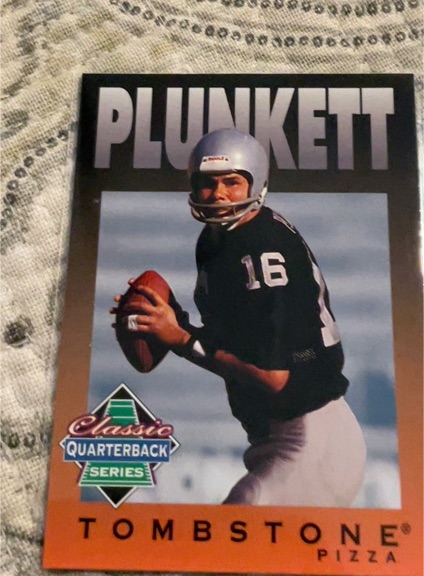 1995 Tombstone Pizza Classic Quarterback Series #8 Jim Plunkett — front